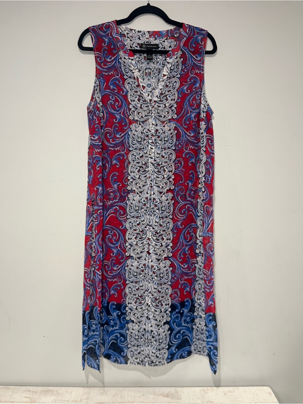 INC International Concepts Red White & Blue Paisley-Print Sleeveless Shift Dress